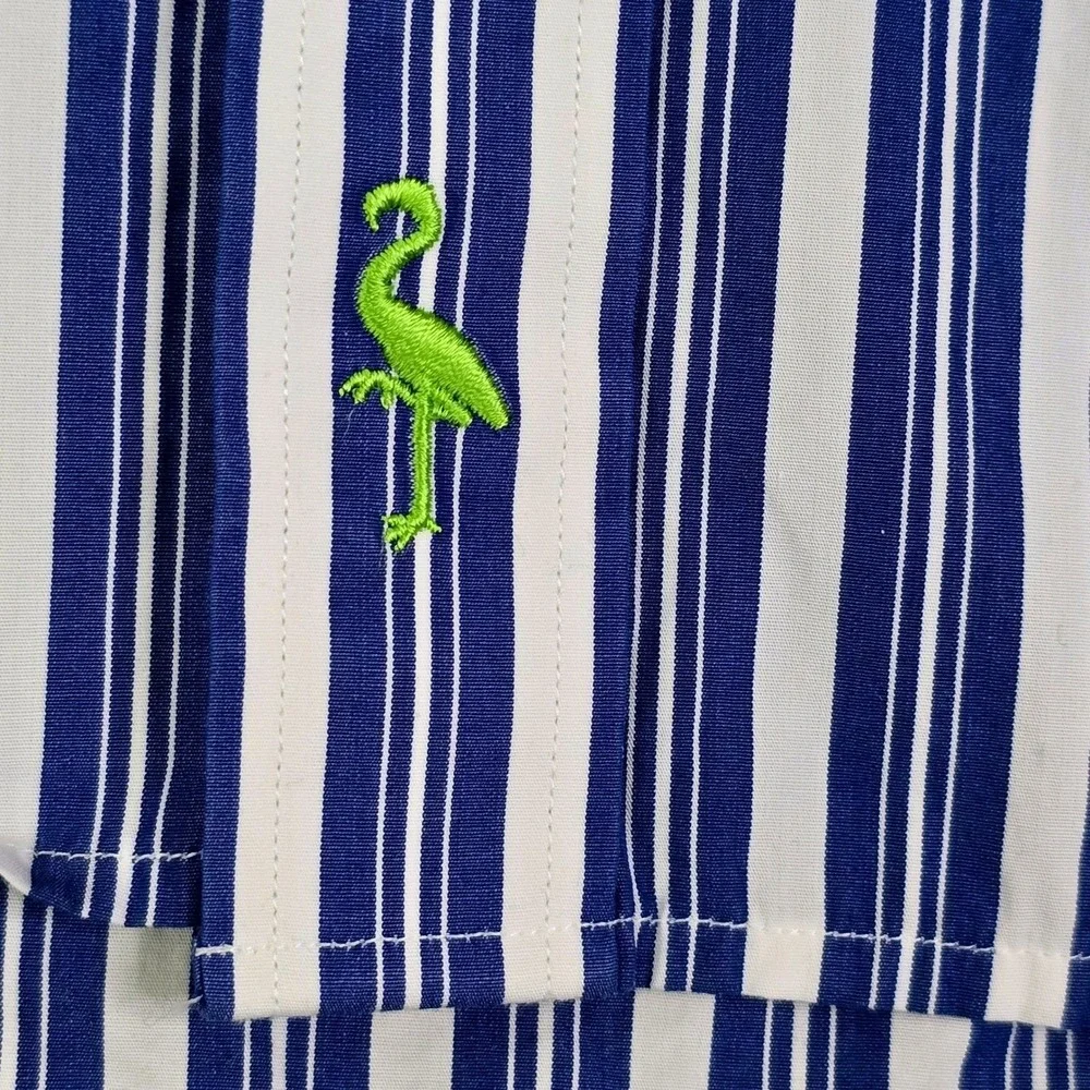 Tailorbyrd‎ Mens XXL Button Down Dress Shirt Blue & White Stripe 100% Cotton